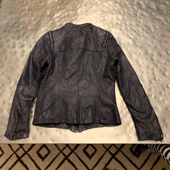 HSO navy leather jacket size small - Picture 3 of 5